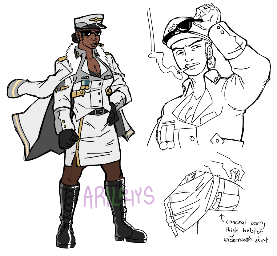 From 2023. A woman in a military uniform with a lit cigar.