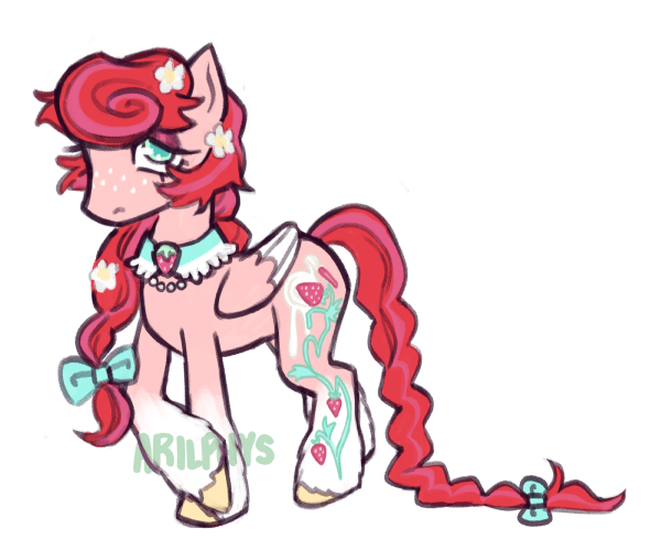 From 2022. A pink pony with strawberry flowers in her hair.